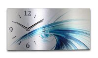 Abstrakt Blau Designer-Wanduhr mit leisem Uhrwerk aus Alu