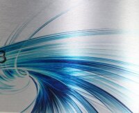 Abstrakt Blau Designer-Wanduhr mit leisem Uhrwerk aus Alu