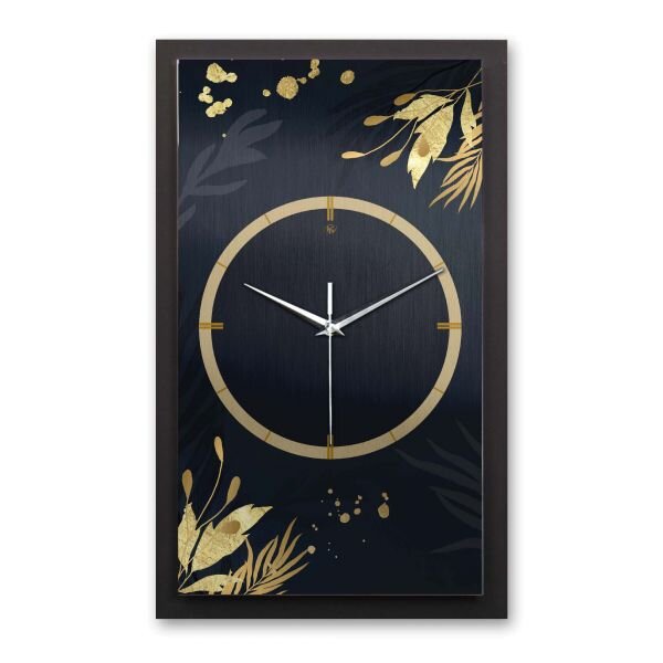3D Wanduhr "Gold & Blue" aus gebürstetem Aluminium & MDF mit leisem Funk- oder Quarzuhrwerk