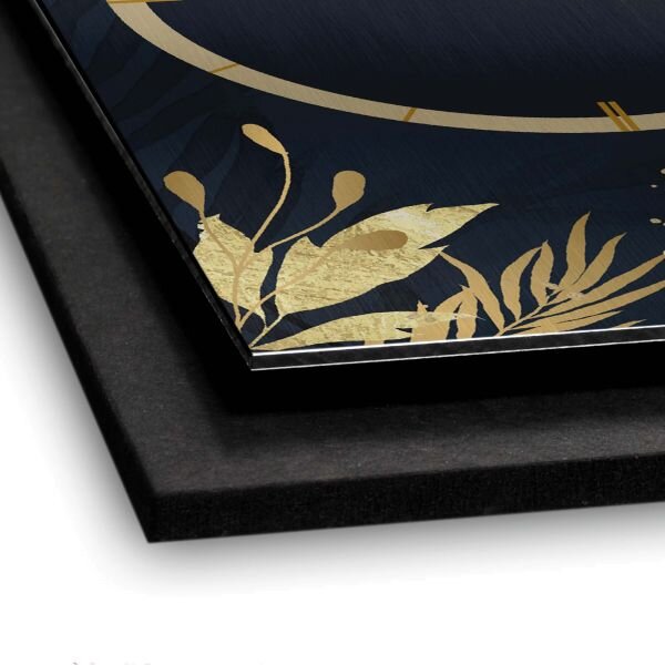 3D Wanduhr "Gold & Blue" aus gebürstetem Aluminium & MDF mit leisem Funk- oder Quarzuhrwerk