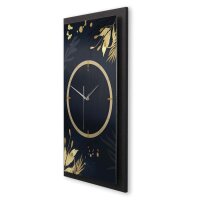 3D Wanduhr "Gold & Blue" aus gebürstetem Aluminium & MDF mit leisem Funk- oder Quarzuhrwerk