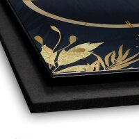 3D Wanduhr "Gold & Blue" aus gebürstetem Aluminium & MDF mit leisem Funk- oder Quarzuhrwerk
