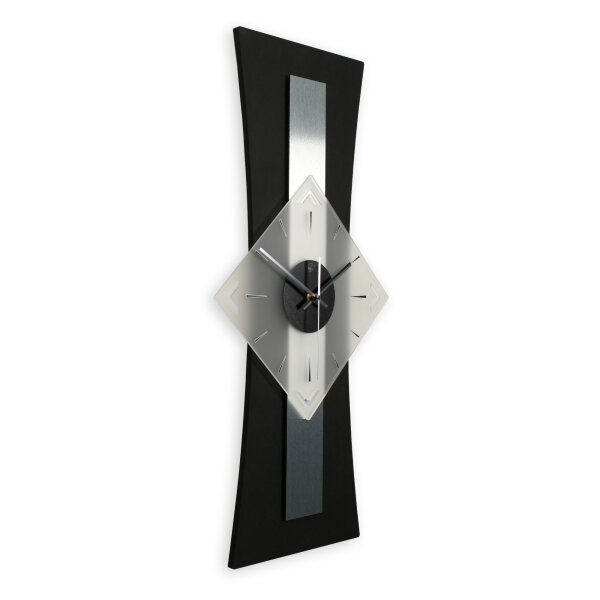 Designer-Wanduhr &bdquo;Silver Stripe&ldquo; in modernem Metallic-Look leises Quarzuhrwerk