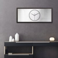 3D Wanduhr "Silver Net" aus geb&uuml;rstetem Aluminium & MDF quer mit leisem Funk- oder Quarzuhrwerk