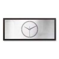3D Wanduhr "Silver Net" aus geb&uuml;rstetem Aluminium & MDF quer mit leisem Funk- oder Quarzuhrwerk
