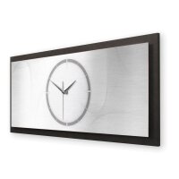 3D Wanduhr "Silver Net" aus geb&uuml;rstetem Aluminium & MDF quer mit leisem Funk- oder Quarzuhrwerk
