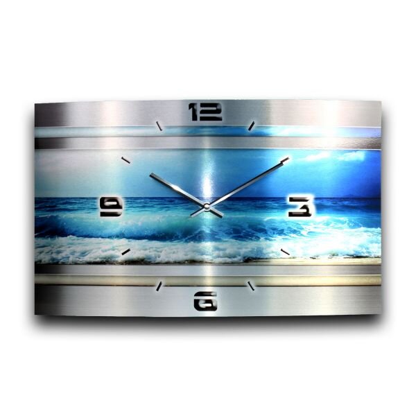 Blue Ocean Metallic Designer-Wanduhr mit leisem Uhrwerk aus Alu