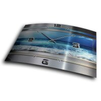 Blue Ocean Metallic Designer-Wanduhr mit leisem Uhrwerk aus Alu