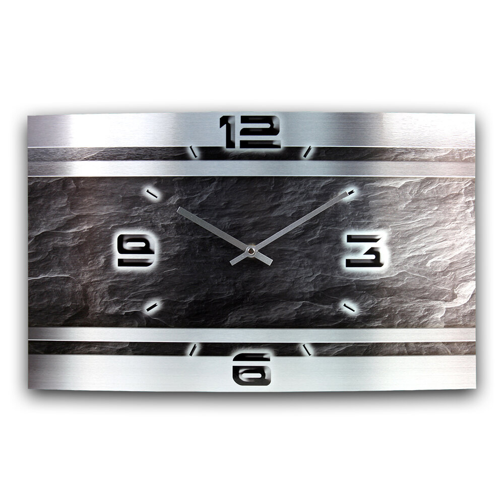 Schiefer Metallic Designer-Wanduhr mit leisem Uhrwerk aus Alu