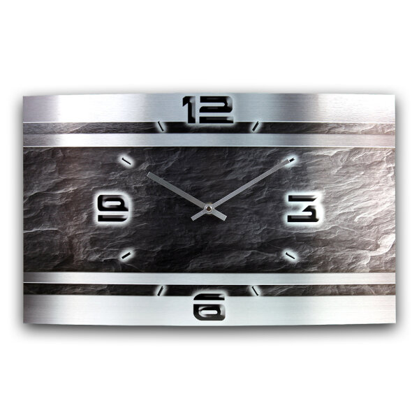 Schiefer Metallic Designer-Wanduhr mit leisem Uhrwerk aus...
