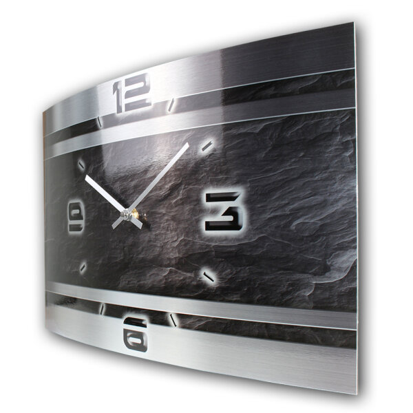 Schiefer Metallic Designer-Wanduhr mit leisem Uhrwerk aus...