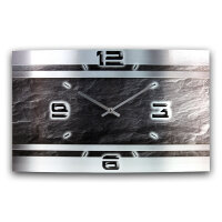 Schiefer Metallic Designer-Wanduhr mit leisem Uhrwerk aus Alu