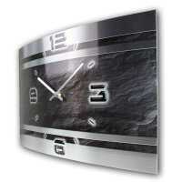 Schiefer Metallic Designer-Wanduhr mit leisem Uhrwerk aus Alu