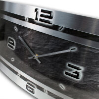Schiefer Metallic Designer-Wanduhr mit leisem Uhrwerk aus Alu