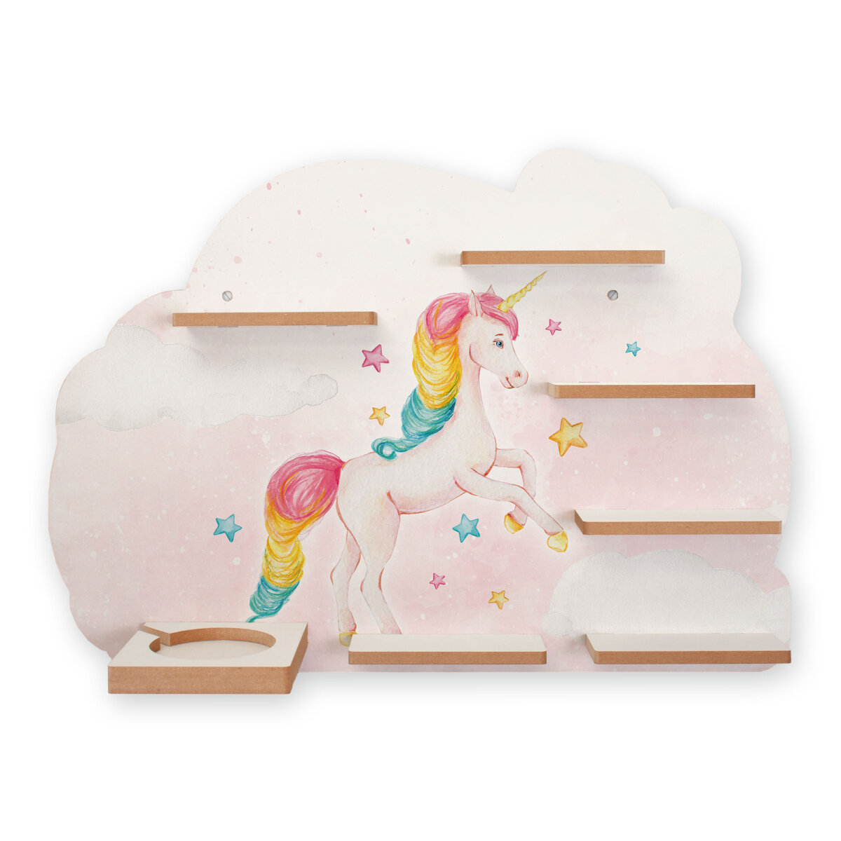 Sammel-Regal "Magisches Einhorn" für Musikbox und Figuren fürs Kinderzimmer aus MDF