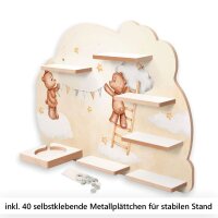 Sammel-Regal "Teddys beim Schmücken" für Musikbox und Figuren fürs Kinderzimmer aus MDF