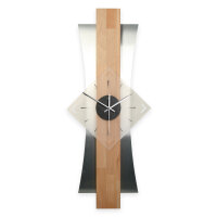Skyline Designer-Wanduhr aus Massivholz &ndash; Alu-Applikation & leises Uhrwerk