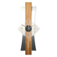 Skyline Designer-Wanduhr aus Massivholz &ndash; Alu-Applikation & leises Uhrwerk