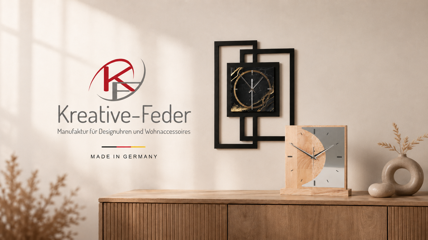 Kreative Feder Manufaktur für Designuhren und Wohnaccessoires