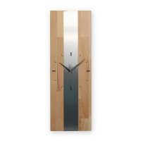 Silver Stripe Designer-Wanduhr aus Massivholz – Alu-Applikation & leises Uhrwerk