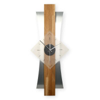 Skyline Designer-Wanduhr aus Massivholz – Alu-Applikation & leises Uhrwerk